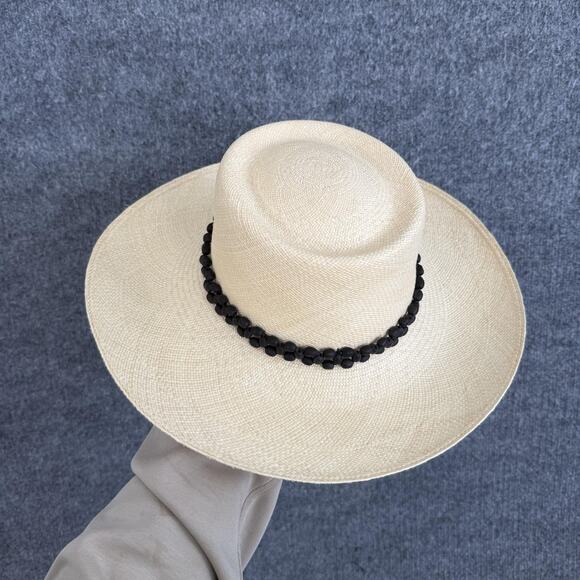 Artesano Hat Medium Tulipan Beaded in Natural Panama Straw Wide Brim Summer Chic main image 9
